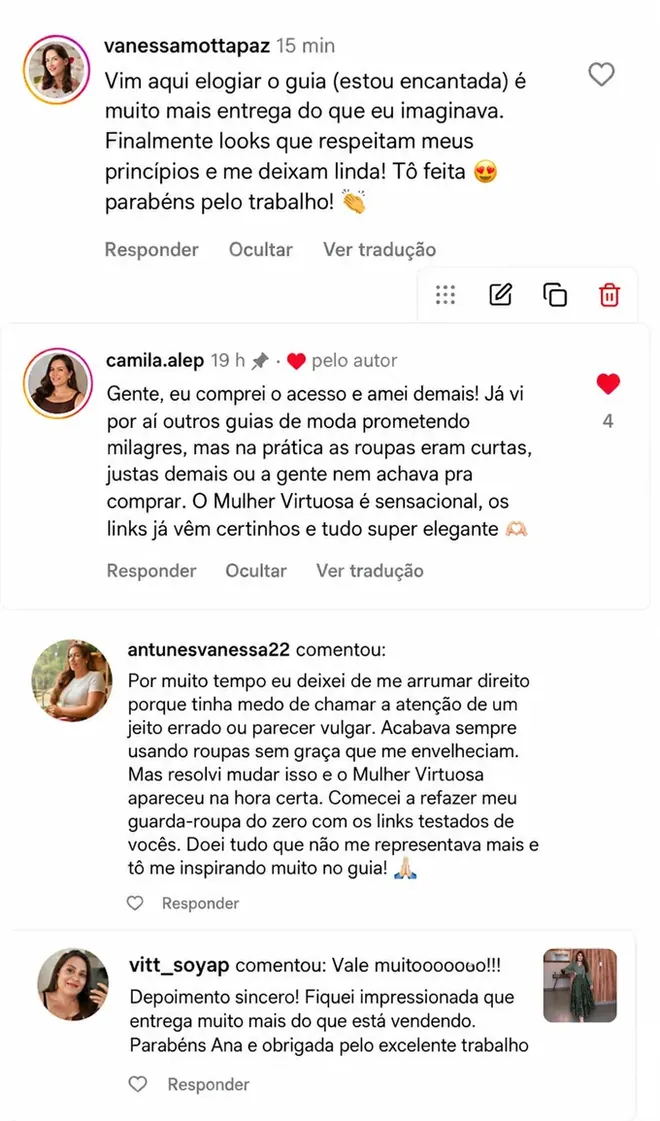 Comentários de clientes